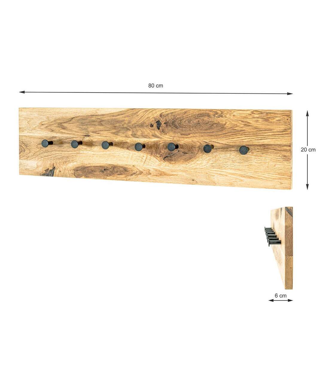 Patère Murale 7 Crochets Royal Oak 80cm Naturel-4