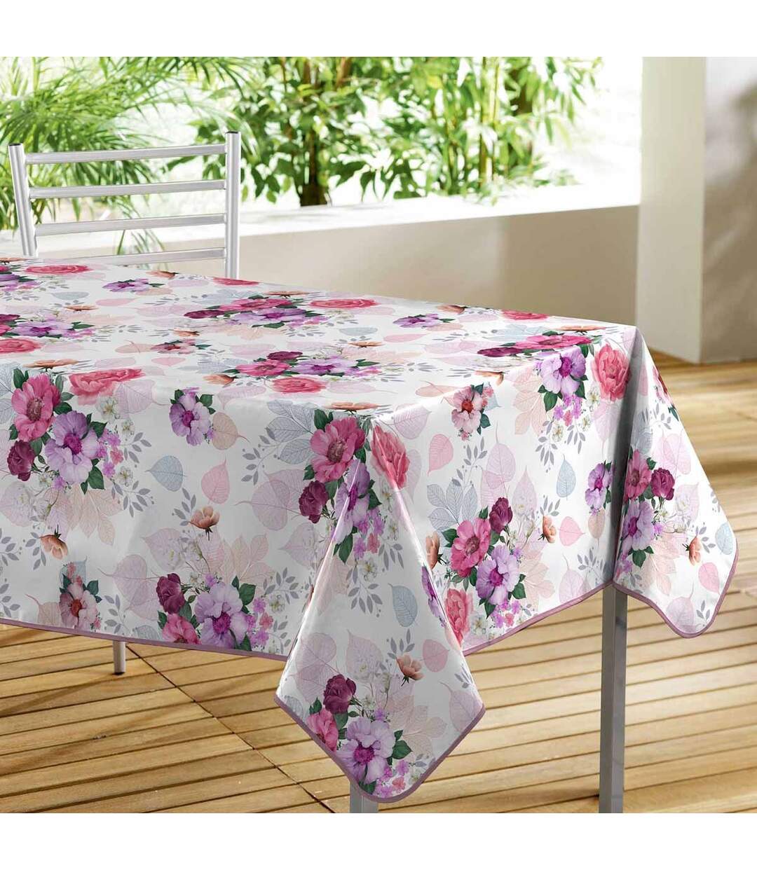 Nappe Toile Cirée Rossana 140x300cm Rose-1