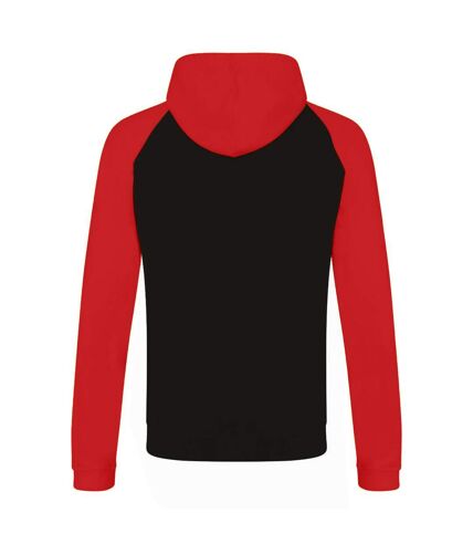 Sweat à capuche femme noir vif / rouge feu Awdis