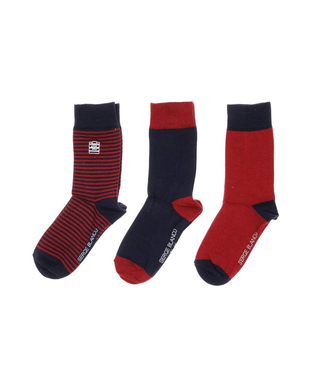 x3 paires de chaussettes Marine/Rouge Homme Serge Blanco 0BS-1