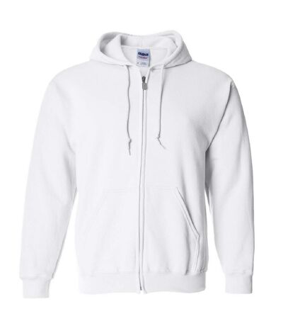 Gildan Heavy Blend Unisex Adult Full Zip Hooded Sweatshirt Top (White) - UTBC471