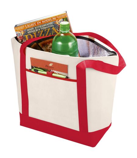 Bullet Lighthouse Non Woven Cooler Tote (Natural/Red) (44.5 x 16.5 x 33 cm) - UTPF1327