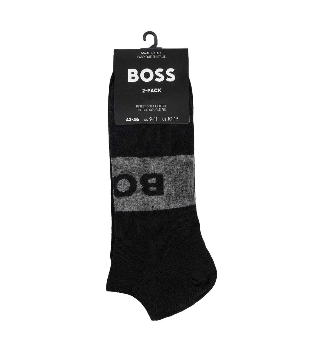 Lot De 2  Socquettes Motif/style Logo Adulte Noir Boss-3