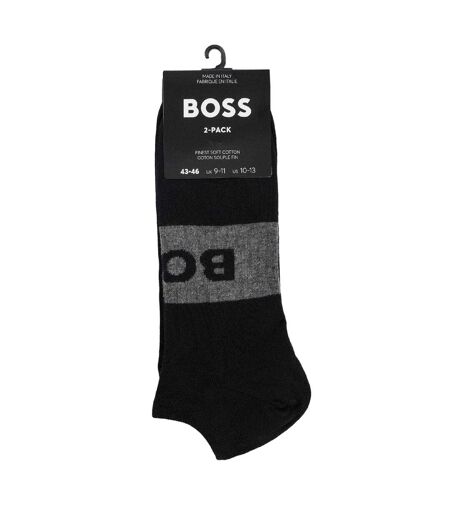 Lot De 2  Socquettes Motif/style Logo Adulte Noir Boss