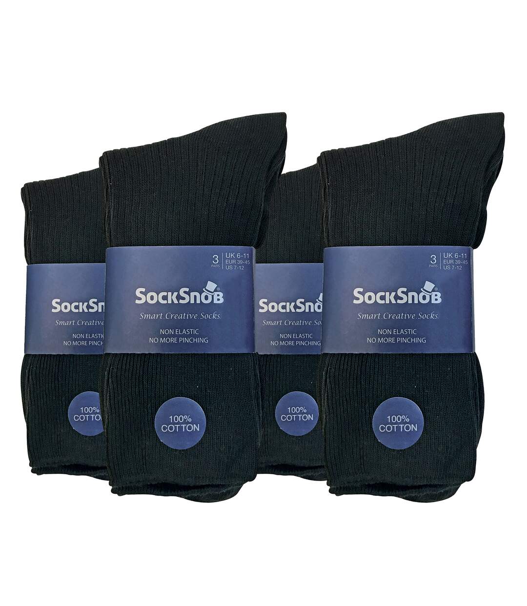 Sock Snob 12 Paires Homme Chaussettes Coton Unies | Chaussettes Sans Elastiques-2