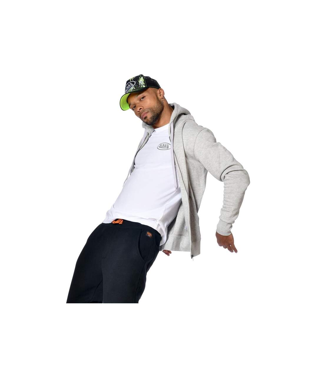 Sweat homme zippé à capuche imprimé devant Sliman Vondutch-3
