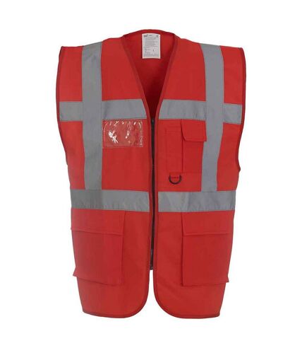 Unisex adult executive hi-vis waistcoat red Yoko