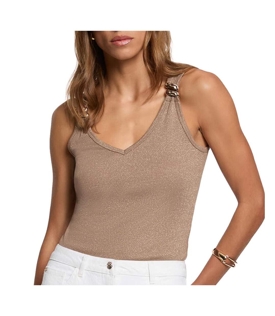 Débardeur beige femme morgan dnoemi-1