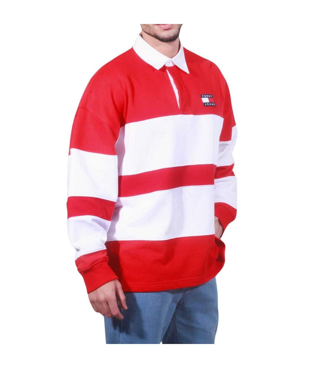 Sweat Motif/style Rayures Contrastées Homme Rouge Cramoisi Blanc Tommy Jeans-3