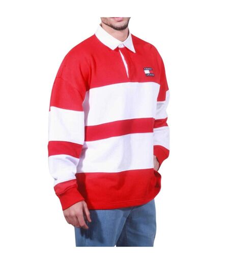 Sweat Motif/style Rayures Contrastées Homme Rouge Cramoisi Blanc Tommy Jeans
