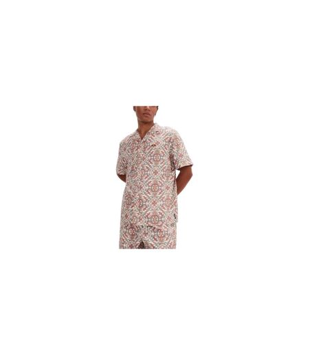 Mens Melos Geometric Short-sleeved Shirt Brown Beige Ellesse