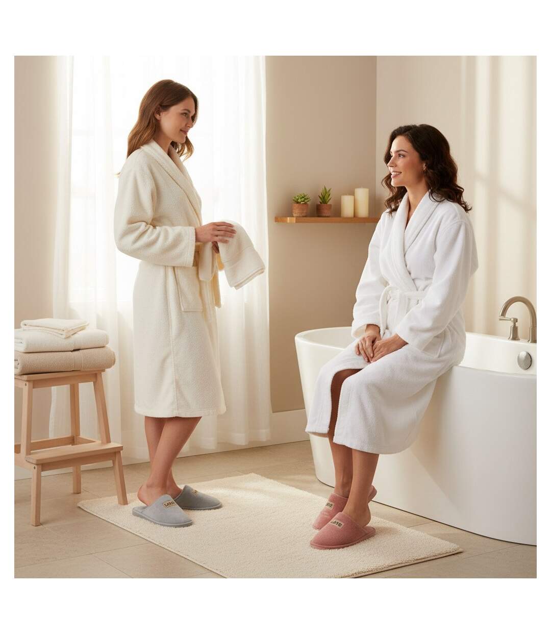 OZABI Pantoufles Ouvertes Femme, Pack de 2 Paires, Plaquette Love-4