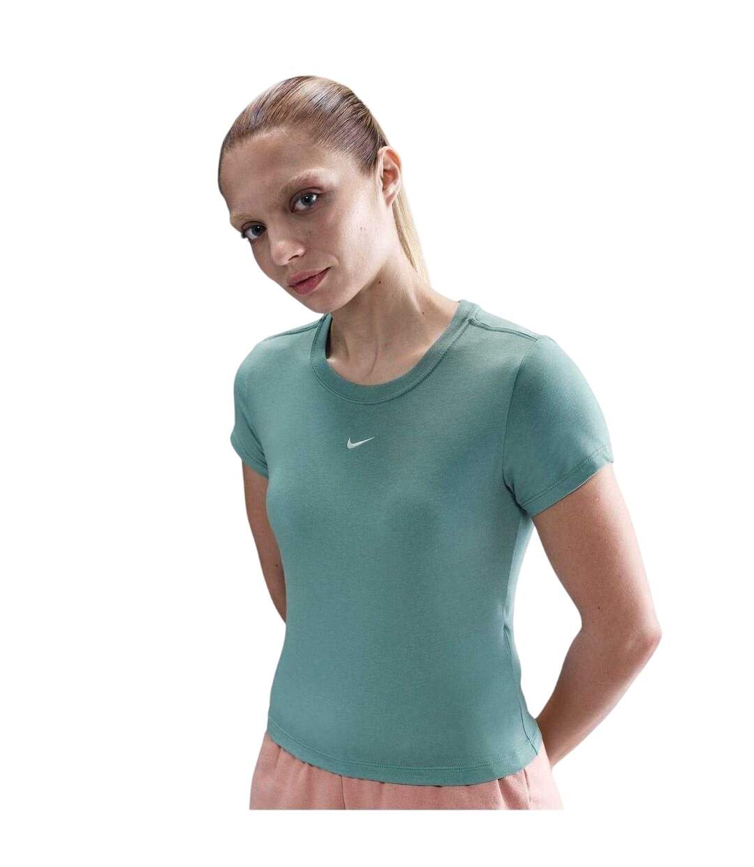 Womens/ladies Chill Swoosh Knitted Slim T-shirt Cannon Nike-2