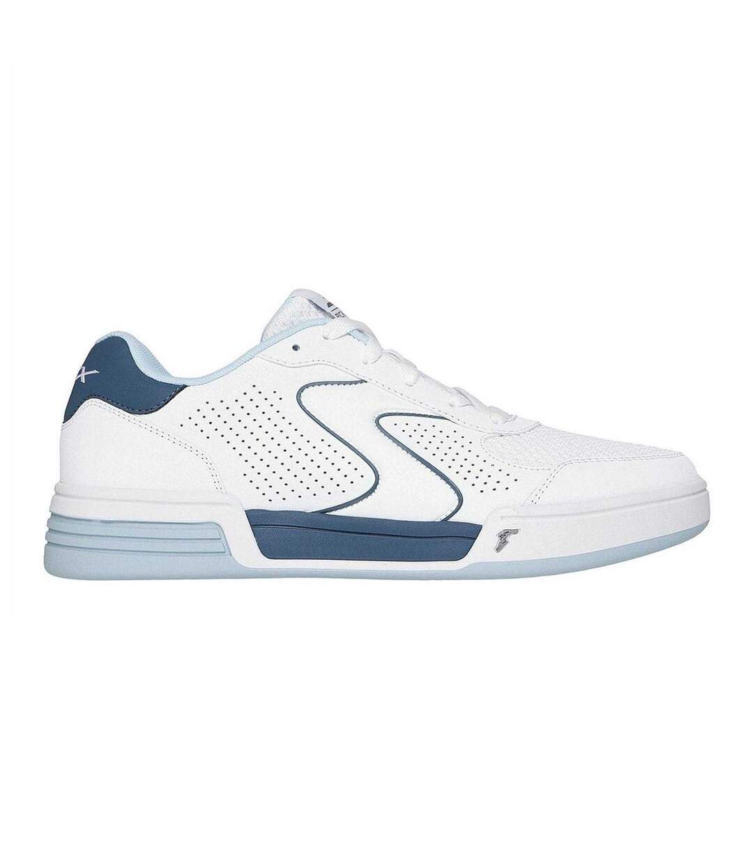 Mens Padel Leather Court Trainers White Blue Skechers-3