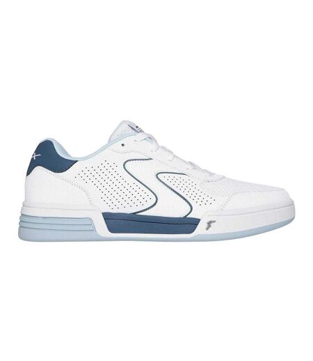 Mens Padel Leather Court Trainers White Blue Skechers