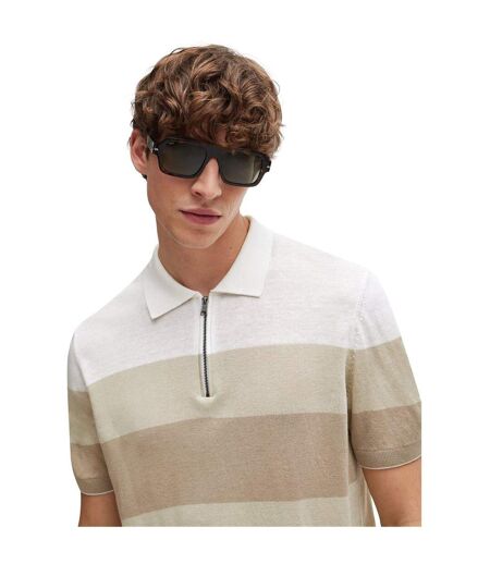 Polo Motif/style À Rayures Trieste Homme Beige Clair Boss