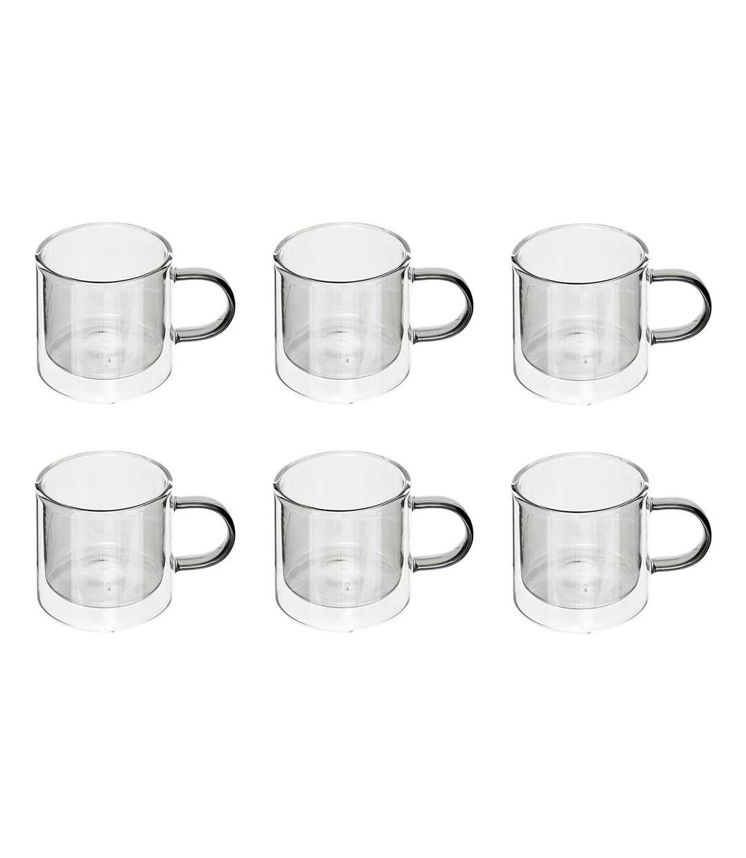 Lot de 6 Mugs en Verre Lexi 25cl Gris-1