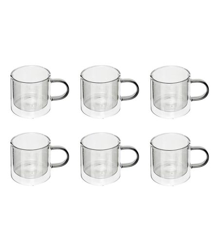Lot de 6 Mugs en Verre Lexi 25cl Gris