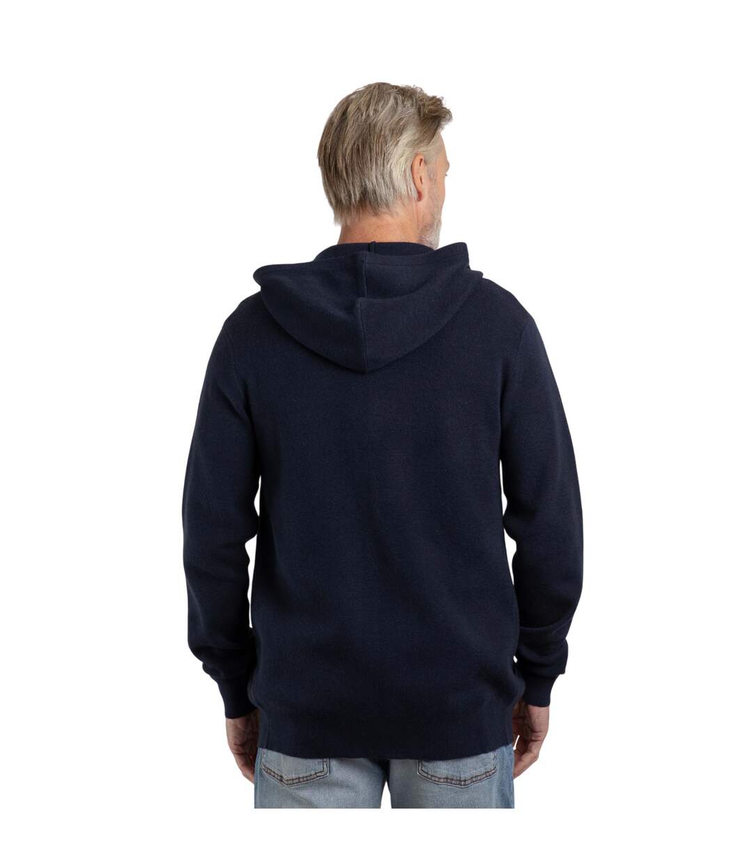 Mens samuel knitted full zip hoodie navy Weird Fish-4