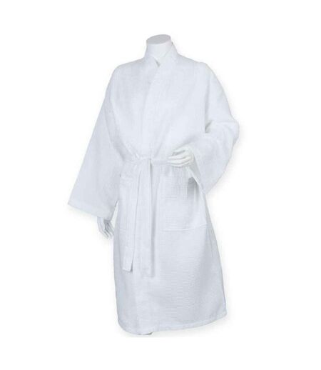 Unisex adult waffle robe white Towel City