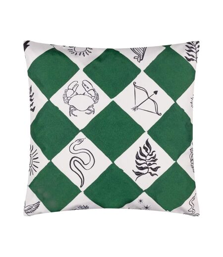 Checkerboard outdoor cushion cover 43cm x 43cm green Furn