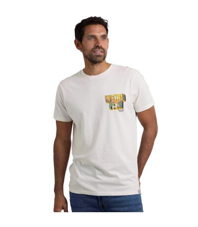 Mens Wild Life Graphic Back Print T-shirt Dusty White Weird Fish