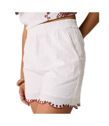 Short en tissu brodé blanc/rouge femme taille haute jdy palma