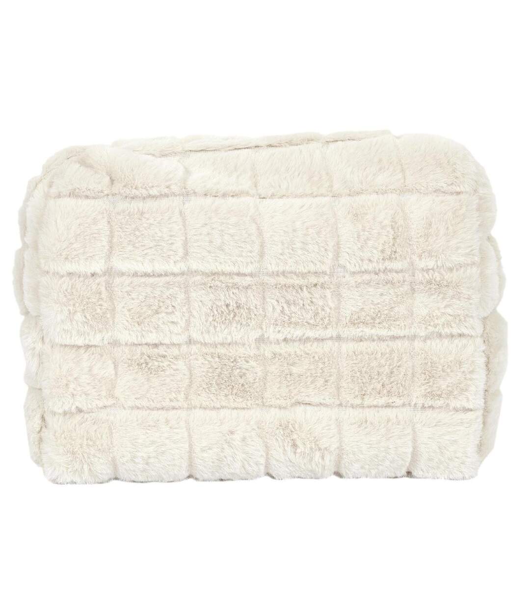 Trousse de Toilette Imitation Fourrure Fluffy 18cm Crème-2