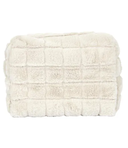 Trousse de Toilette Imitation Fourrure Fluffy 18cm Crème