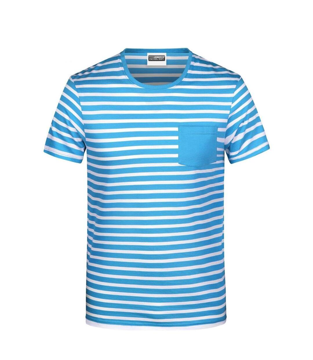 T-shirt rayé coton bio marinière homme - 8028 - bleu atlantique