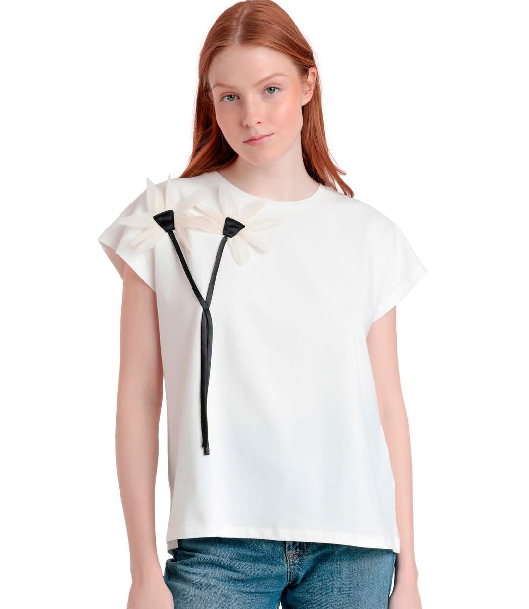 T-shirt manches courtes Flor Aplicada Admas-1