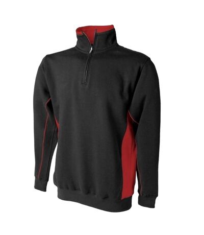 Finden & Hales Mens 1/4 Zip Sweatshirt Top (Black/Red) - UTRW423
