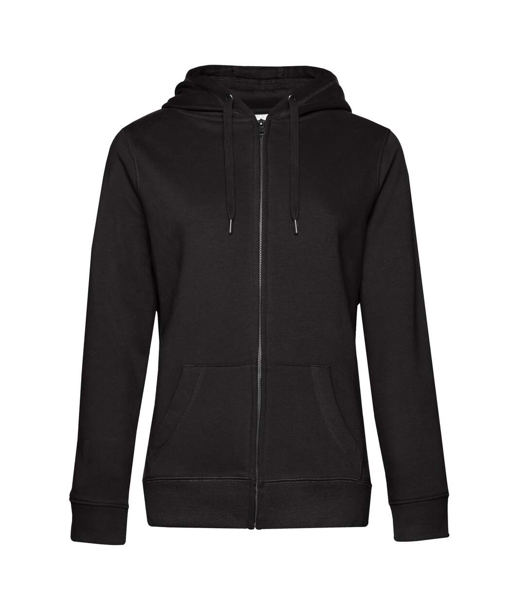 Womens/ladies queen full zip hoodie black pure B&C