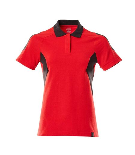 Womens/ladies Accelerate Polo Shirt Traffic Red Black Mascot