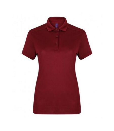 Henbury Womens/Ladies Stretch Microfine Pique Polo Shirt (Burgundy)