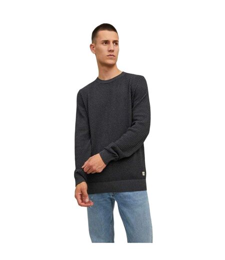 Mens Knitted Regular Jumper Dark Grey Melange Jack And Jones