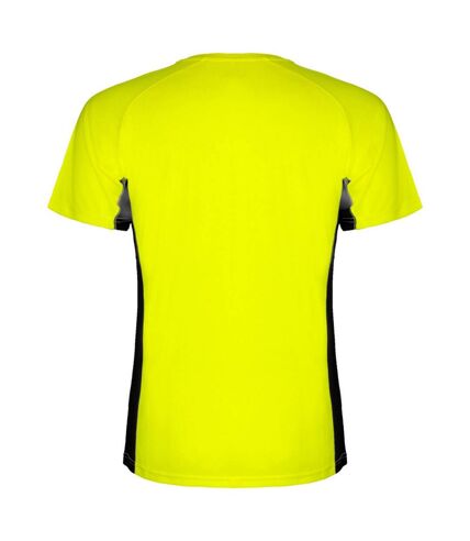 T-shirt shanghai homme jaune fluo / noir uni Roly