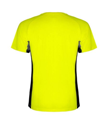 T-shirt shanghai homme jaune fluo / noir uni Roly