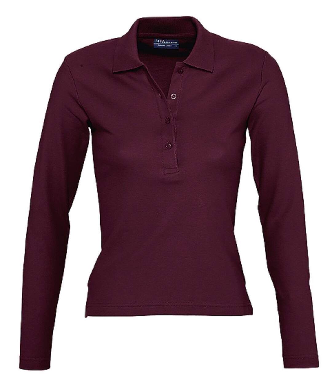 Polo manches longues - Femme - 11317 - rouge bordeaux