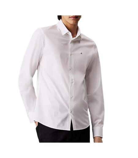 Chemise blanche/noir homme calvin klein jeans poplin stretch - 38