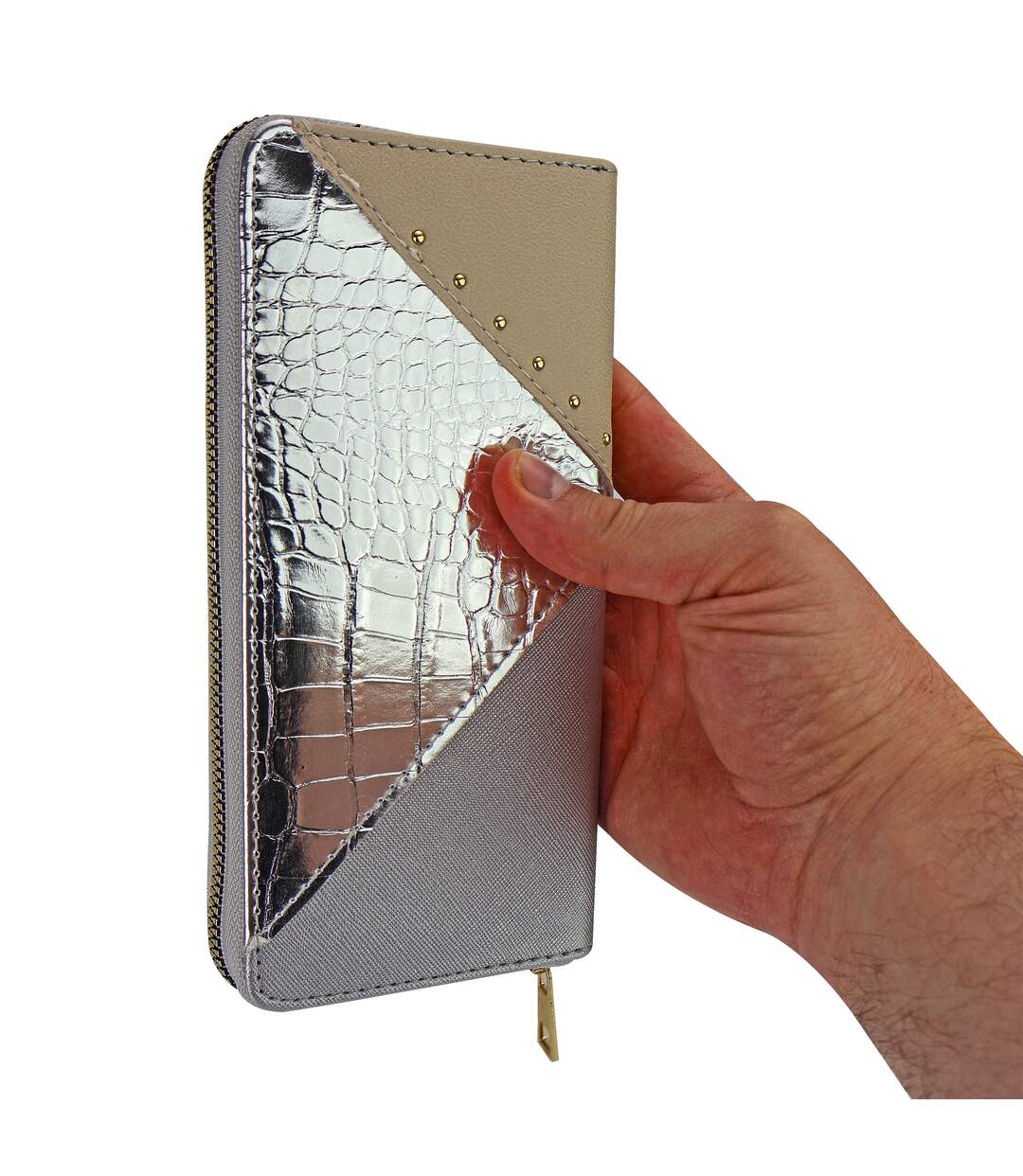 Ladies Faux Leather Wallet Large Panelled Purse Card Coin Organiser-3