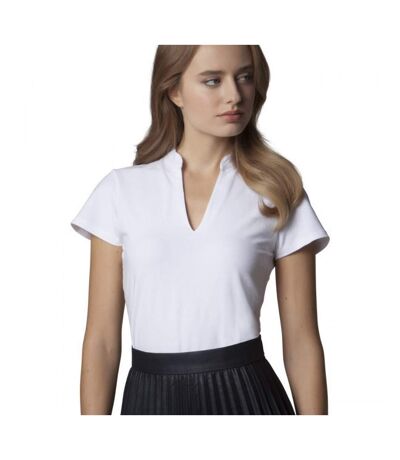 T-shirt À Manches Courtes Et Col Mandarin Femme Blanc Kustom Kit