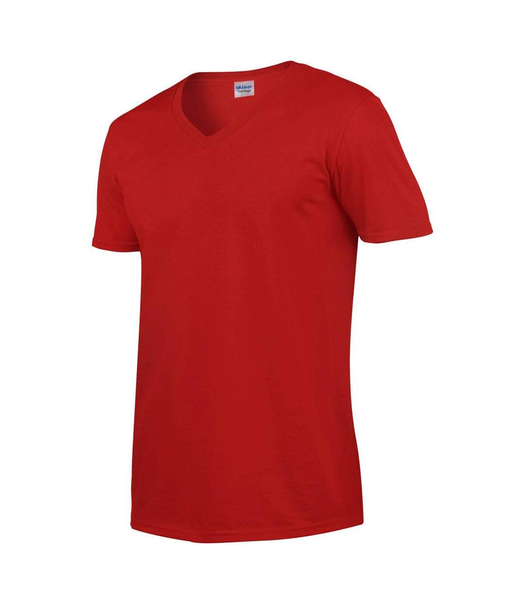 T-shirt À Manches Courtes Et Col En V Homme Rouge Gildan-4