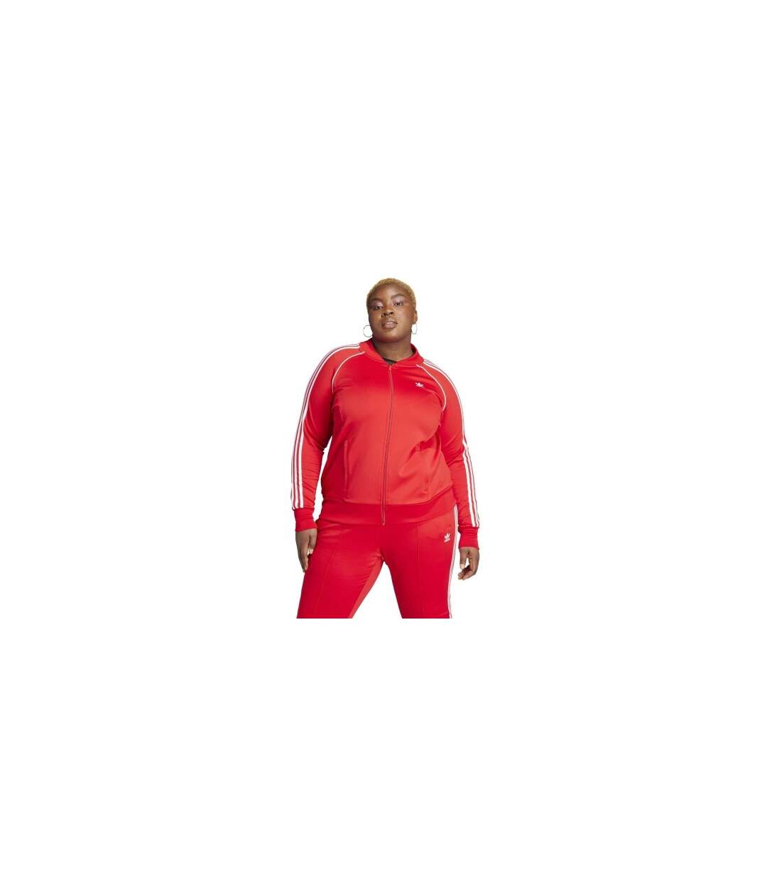 Womens/ladies 3 Stripes Track Jacket Red Adidas-1