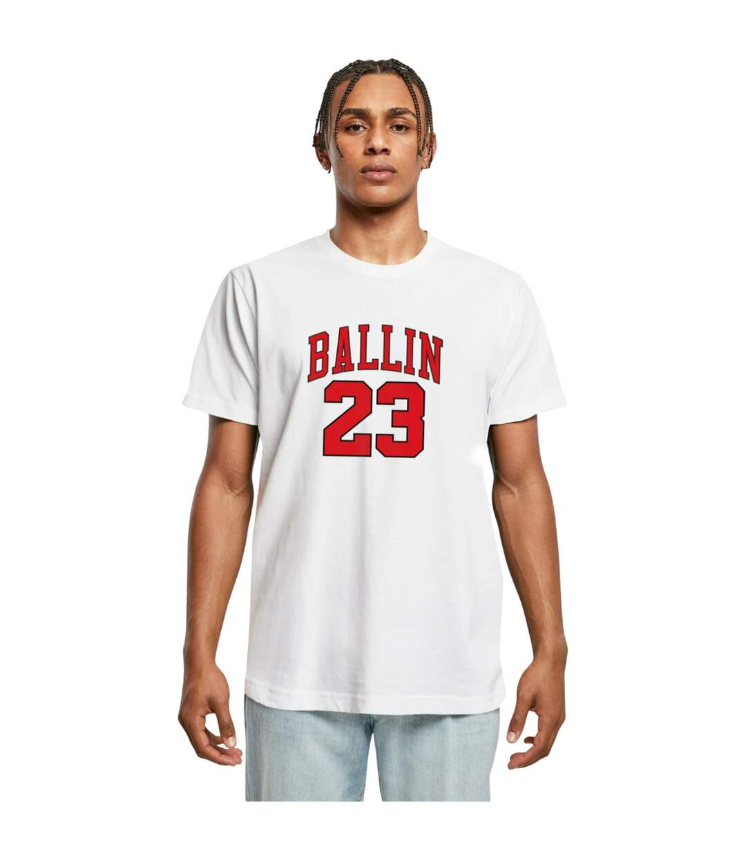 Mens Ballin 23 Round Neck T-shirt Blanc Mister Tee-1