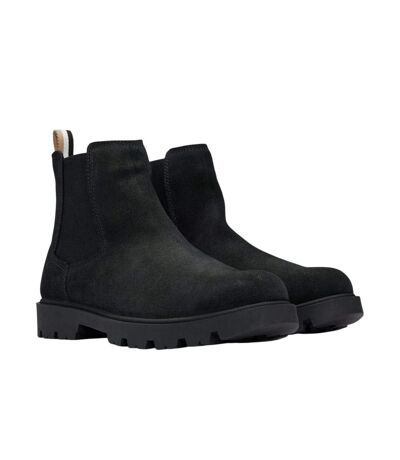 Mens Signature Stripe Suede Taped Chelsea Boots Black Boss