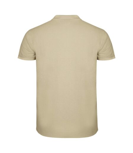 Mens star short-sleeved polo shirt sand Roly