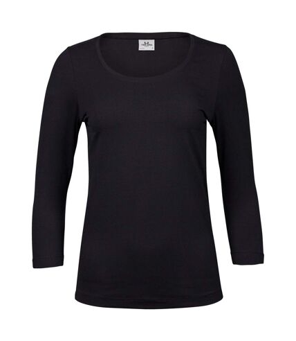 Tee Jays Womens/Ladies Stretch 3/4 Sleeve T-Shirt (Black)