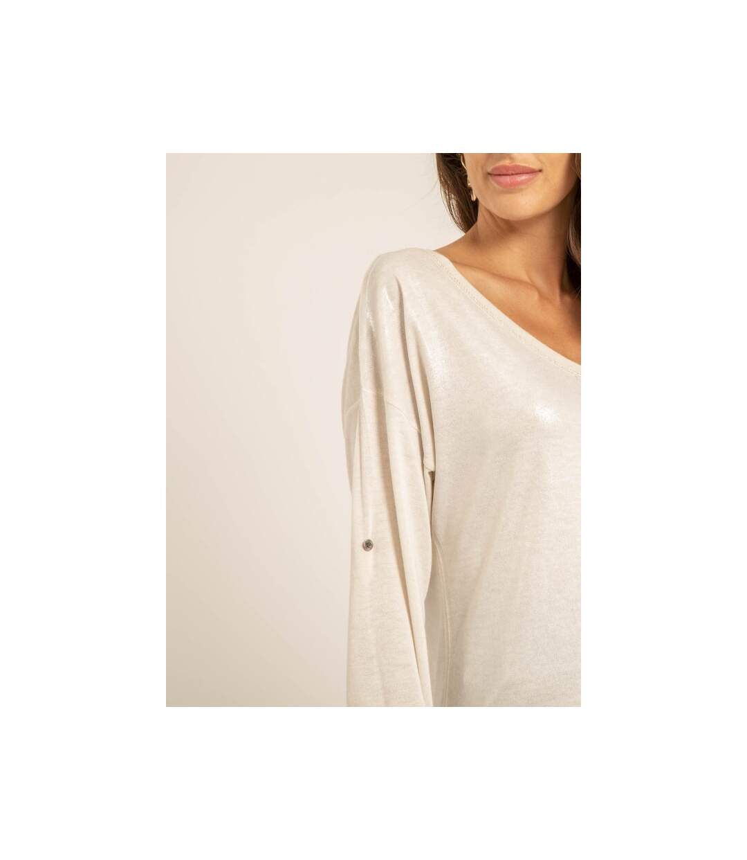 T shirt col V bimatiere FILINIE - Dona X Lisa-3