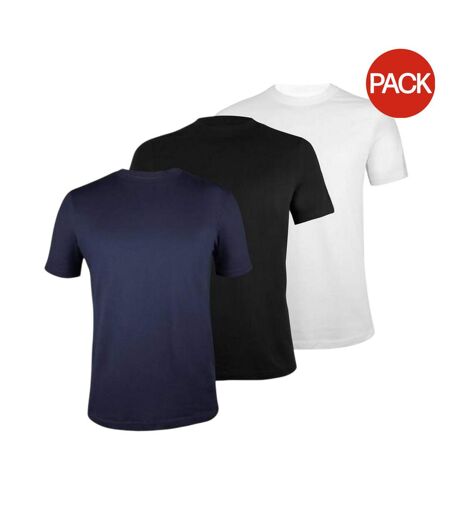 Lot De 3  T-shirts Motif/style Uni Homme Blanc Noir Bleu Marine Donnay